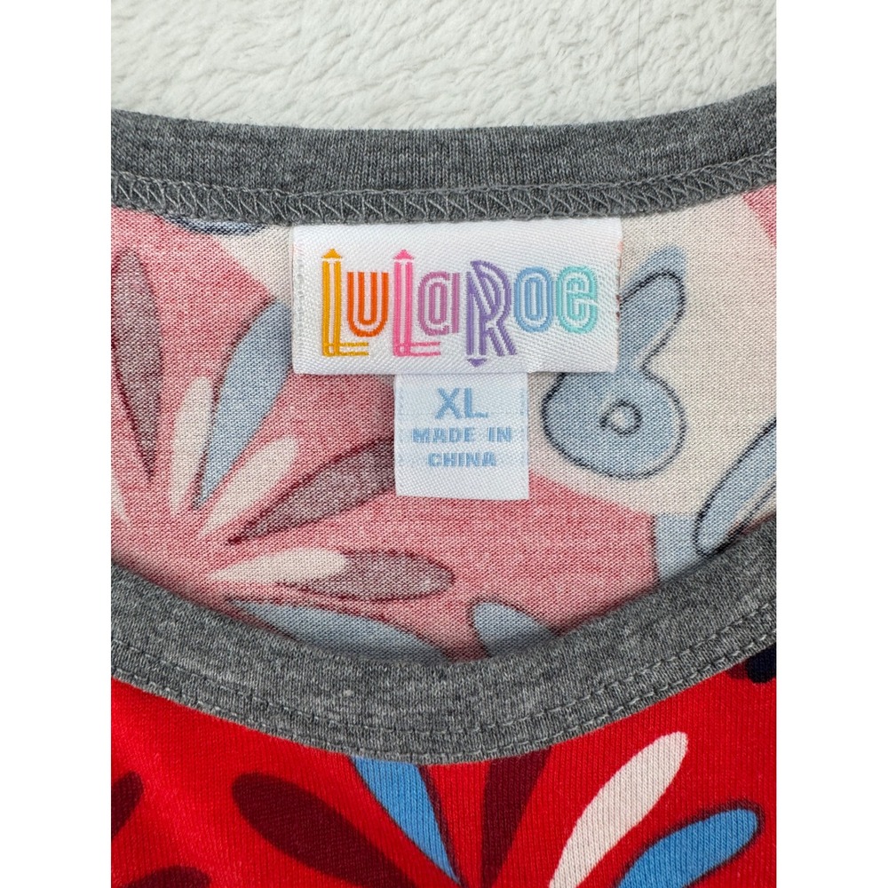 LuLaRoe 4th of July Baseball Tee XL Red Comic Pop Boom Raglan 3/4 Sleeve Shirt - Picture 3 of 6
